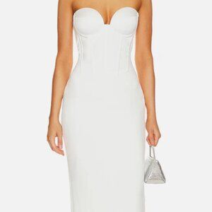 Retrofete White Strapless Corset Maxi Dress